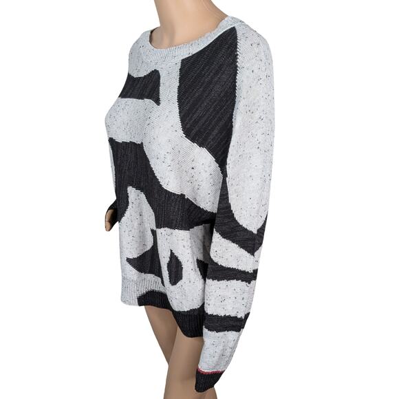 NIC+ZOE Dusk Days Black Gray Abstract Art To Wear Artsy Pullover Sweater SZ M - Picture 7 of 11